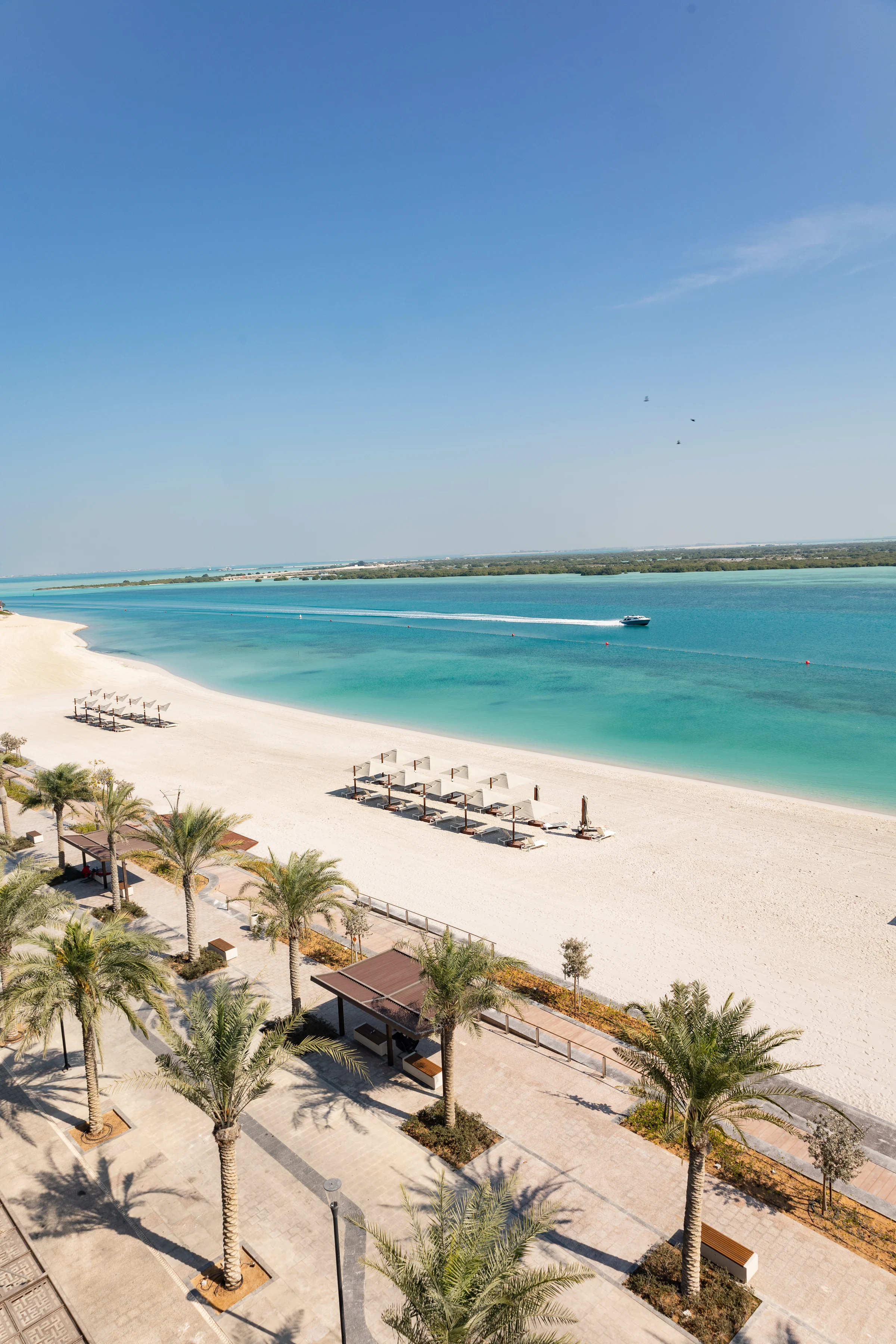 Aerial view of the Hidd Al Saadiyat beach and waterfront